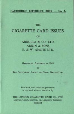 Cover, in green, of Eric Gurd's 'Cigarette card issues of Abdulla, Adkin and Ainstie' from 1943.