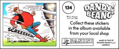 [trade : UK] Panini "Dandy & Beano Celebration stickers" (1988) 134/200?