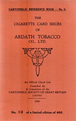 Cover, in red/orange, of Eric Gurd's 'Cigarette card issues of Ardath Tobacco' from 1943.