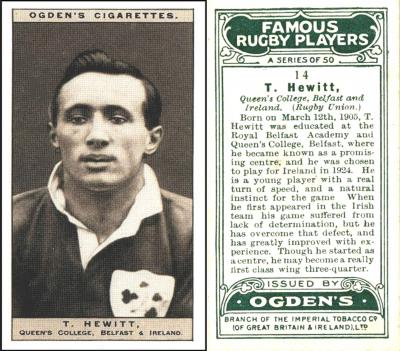 O100-516 [tobacco : UK] Ogden "Famous Rugby Players" (1926-1927) 14/50