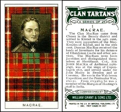 GPQC-1 [trade : UK] Grant Whisky “Clan Tartans” (1991) 1/25