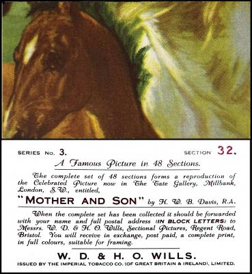 W675-172.3 : W62-134.3 : W/209 [tobacco : UK] W.D. & H.O. Wills “A Famous Picture” series 3 “Mother and Son”  (February 1931)  32/48