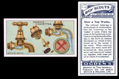 O100-412.3(A) : O/2-94.3(A) : O/43(a) [tobacco : UK] Ogdens Ltd “Boy Scouts” third series, blue back (1912) card 115