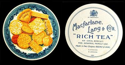 [trade : UK] MacFarlane Lang & Co "advert card" embossed (1920s) 1/1