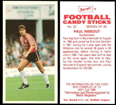 Bassett [trade : confectionery : UK] "Football Candy Sticks" (1989) 22/48