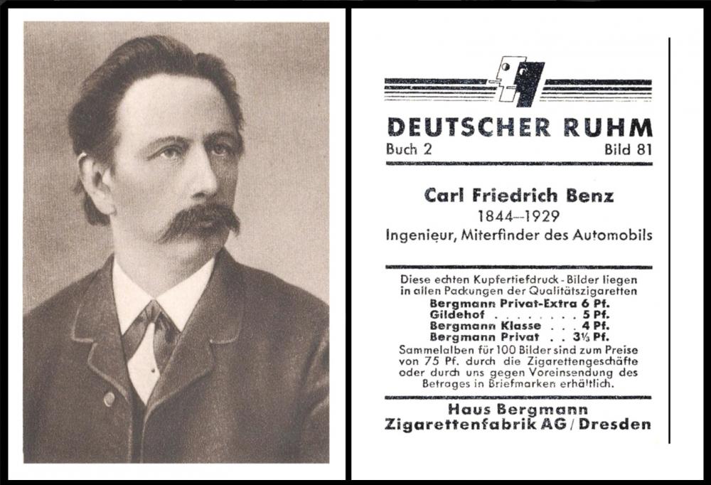 A German card showing Karl Benz