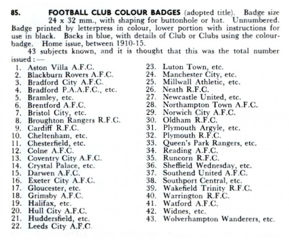 list of badge cards in Ogdens Football Club [Colour] Badges