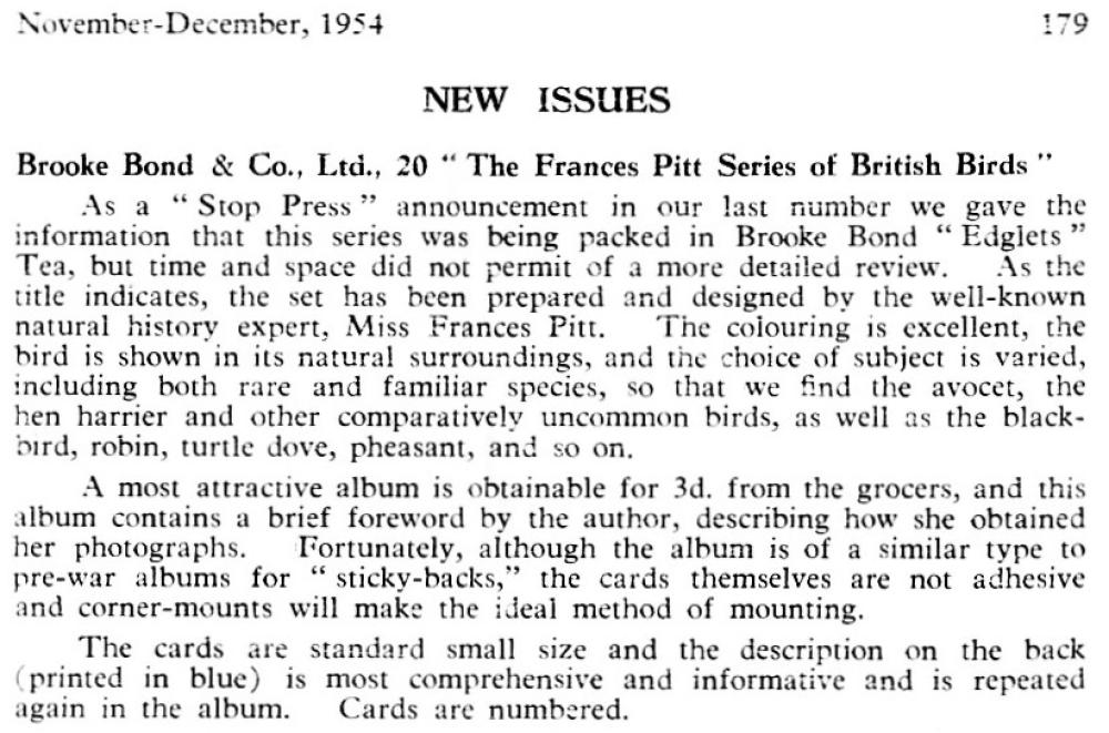 Brooke Bond Brit Birds write up