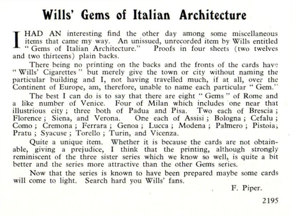 Wills Gems Italian write up