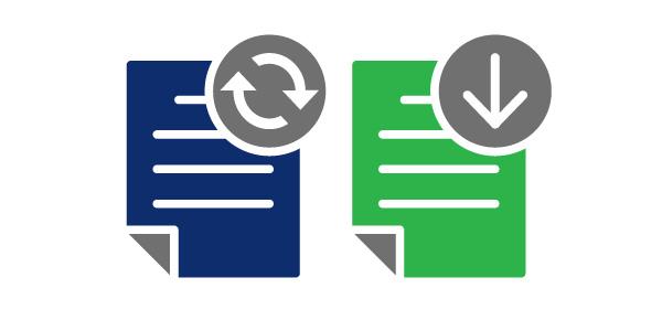 Two icons denoting document updates and downloads.