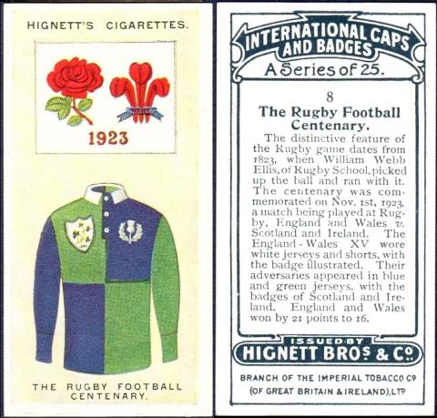 H536-280 [tobacco : UK] Hignett "International Caps and Badges" (May 1924) 8/25