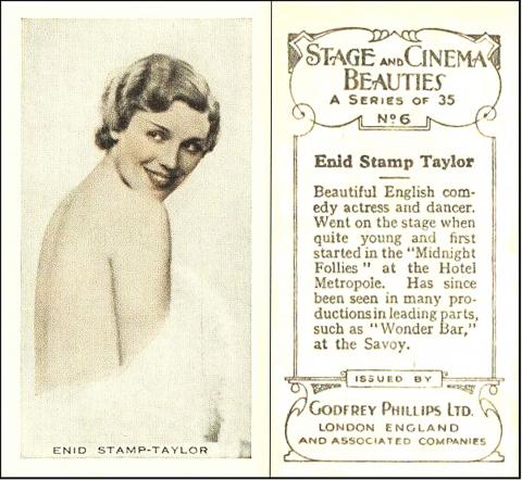 P521-484.1[tobacco : UK] Godfrey Phillips "Stage and Cinema Beauties" (1933/4) 6/35 - Enid Stamp Taylor