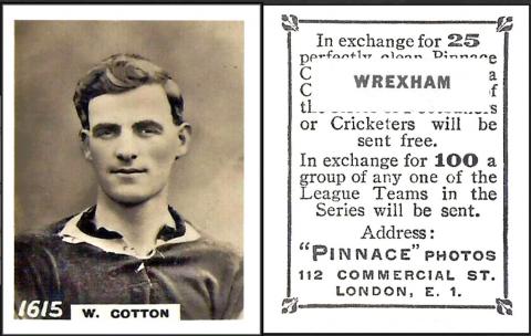 P521-290 A4 : P50-45 4B :  [tobacco : UK] Godfrey Phillips `Pinnace` "Footballers (1922) card 1615
