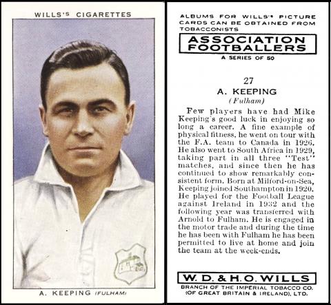 W675-152 : W62-116 : W/135 [tobacco : UK] W.D. & H.O. Wills "Association Footballers” (November 1939) 27/50