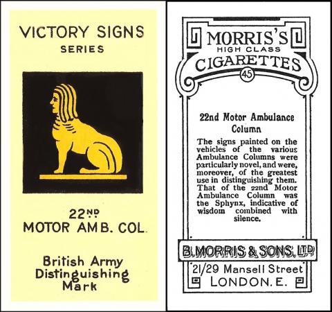 M884-470 : M142-34 [tobacco : UK] B. Morris & Sons Ltd, London “Victory Signs” (1928) 45/50 