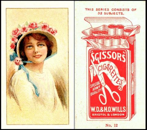 W675-484 : W62-345 : W/144A [tobacco : UK] W.D. & H.O. Wills 'Scissors' brand "Beauties - Picture Hats" untitled (September ĺ914) 12/32