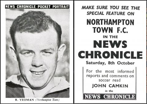 NEW-310 : NFK.4  [trade : UK] News Chronicle “Soccer Players” untitled - Northampton Town Squad, (8 October 1955) Un/12