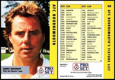 Pro Set english Football Fixtures 1991