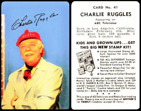 Mothers Cookies Television and Radio Stars