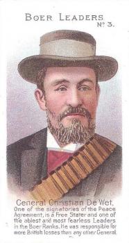 An illustration of General Christian de Wat, who has a beard and is wearing a brimmed hat.