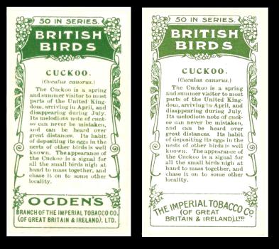 British Birds Comparison